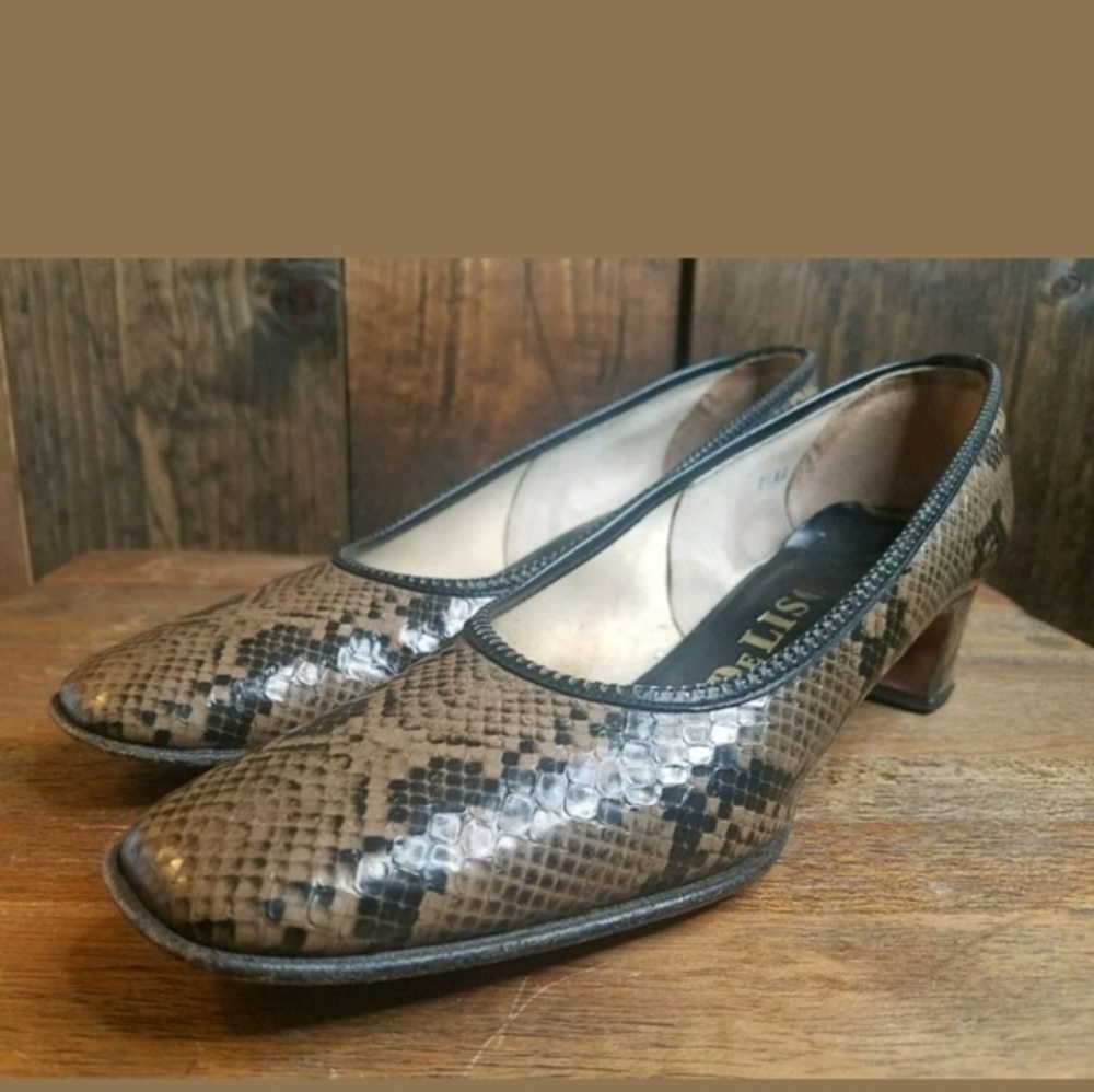 Vintage DE LISO DEBS DELISO Brown Snake skin 8.5